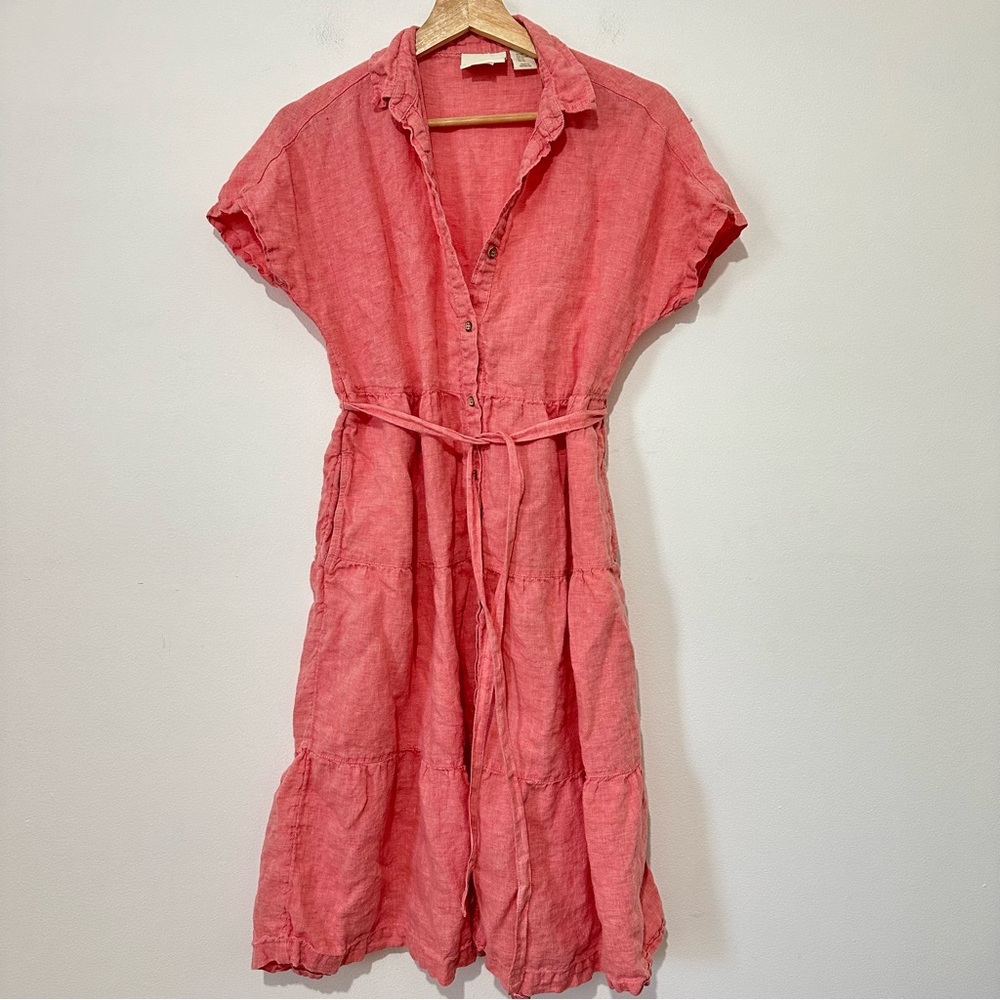 Cynthia Rowley Linen Shirt Dress Size XS Salmon pink